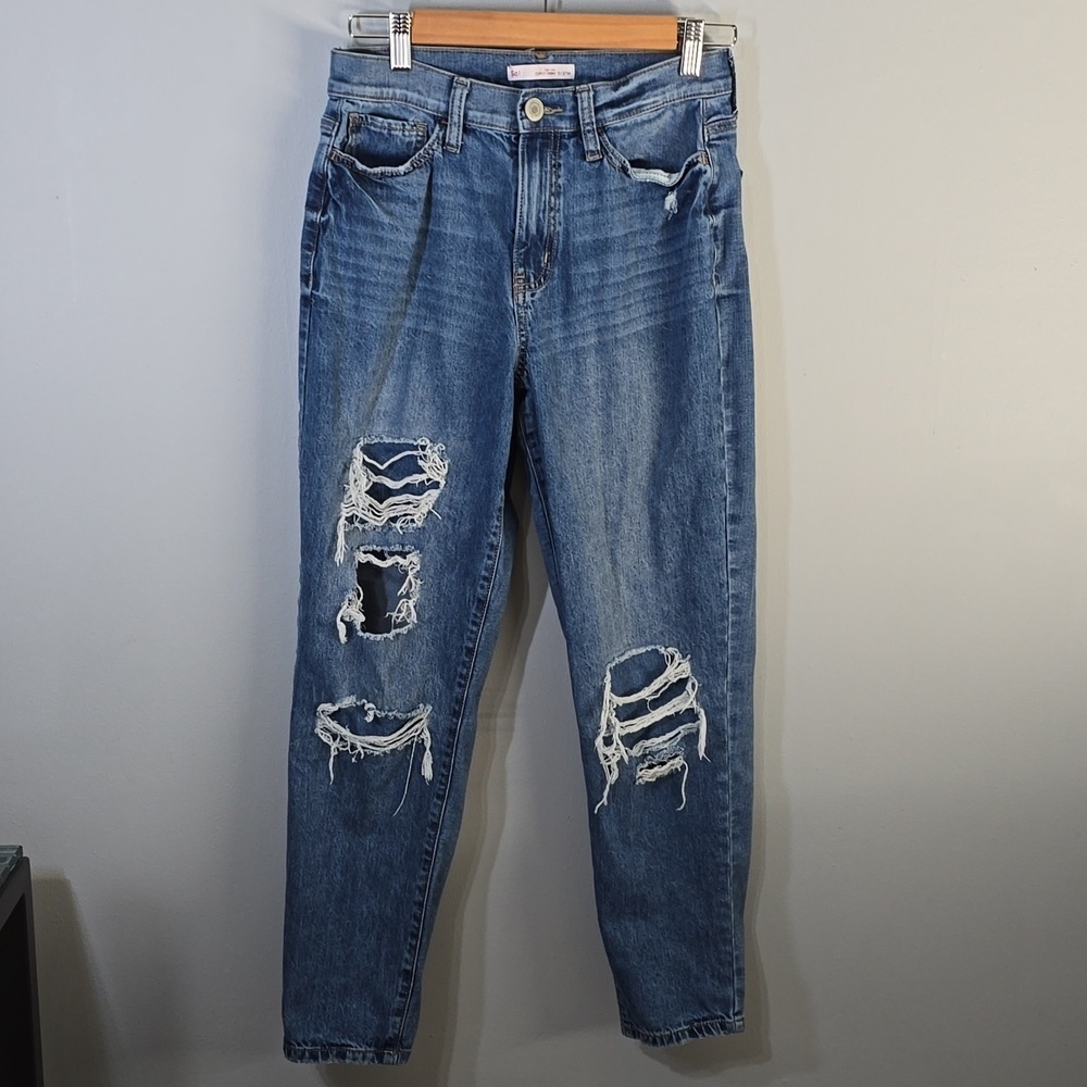 SO Jeans Women's Size 5 Juniors Curvy Mom‎ Jeans - Light Blue Grunge